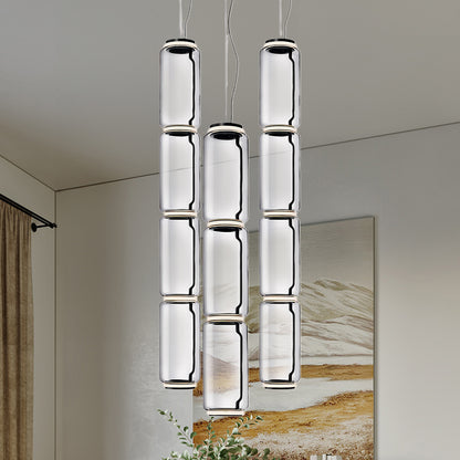 Cylindrical Eclectic Crystal Pendant Light