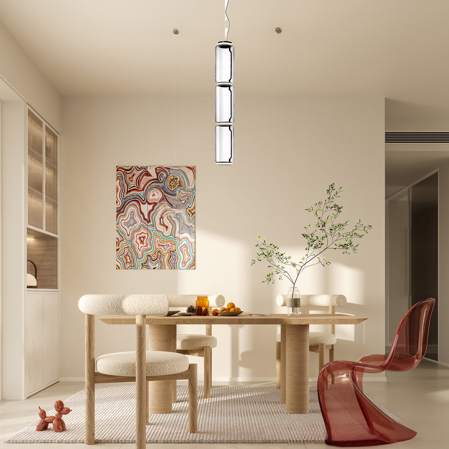 Cylindrical Eclectic Crystal Pendant Light