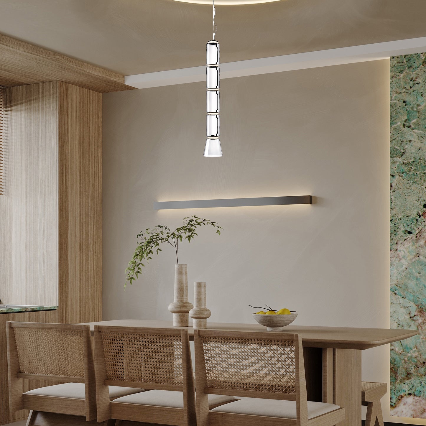 Cylindrical Eclectic Crystal Pendant Light