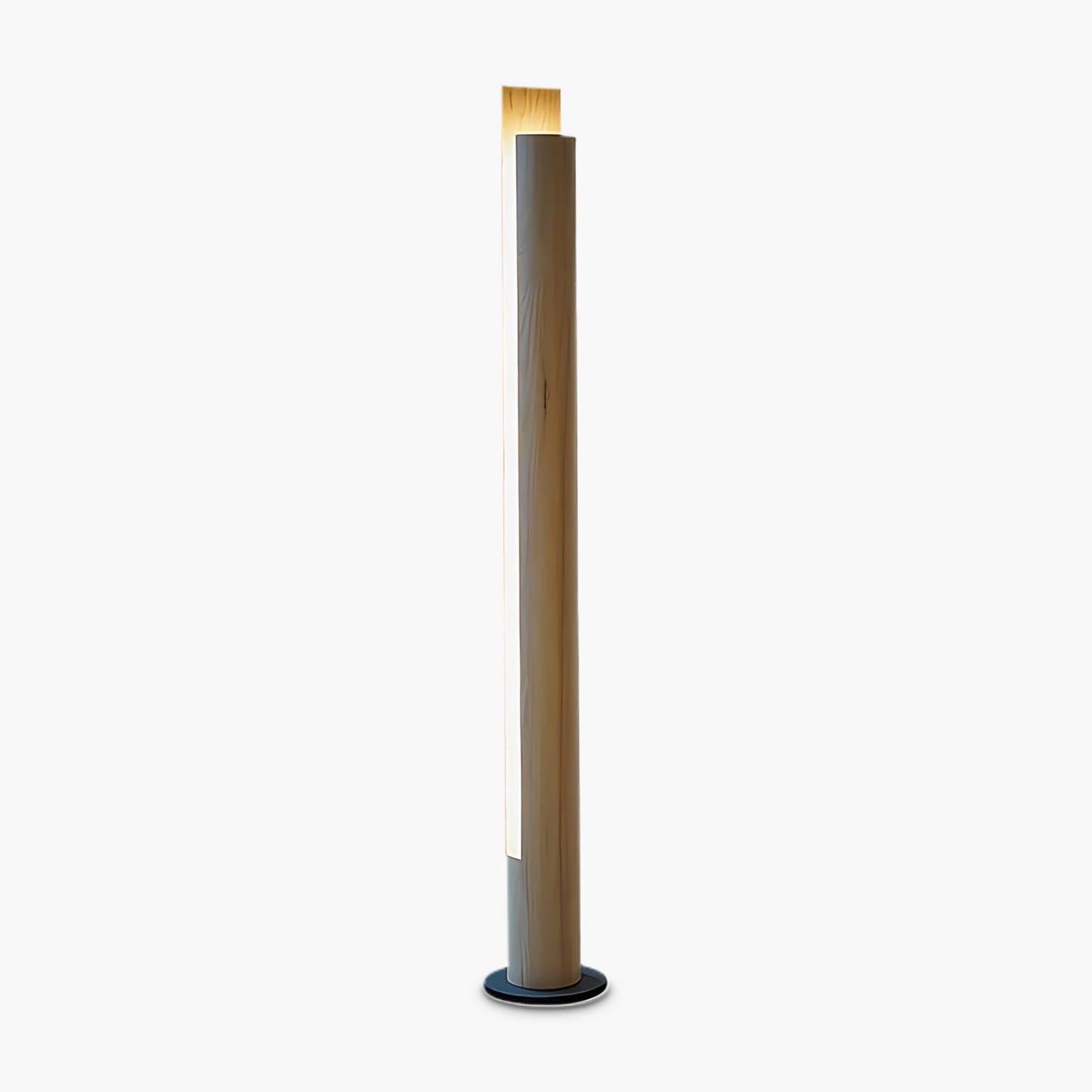 Cylindrical Timber Column Modern Metal Floor Lamp