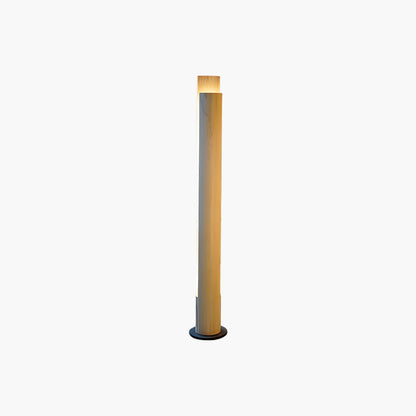 Cylindrical Timber Column Modern Metal Floor Lamp