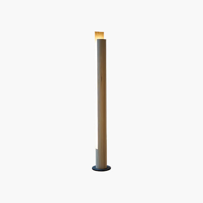 Cylindrical Timber Column Modern Metal Floor Lamp