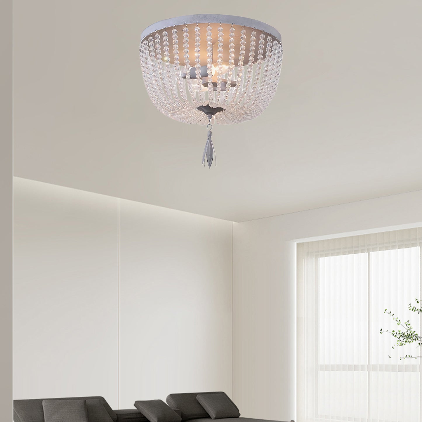 Dauphine Crystal Eclectic Metal Ceiling Light