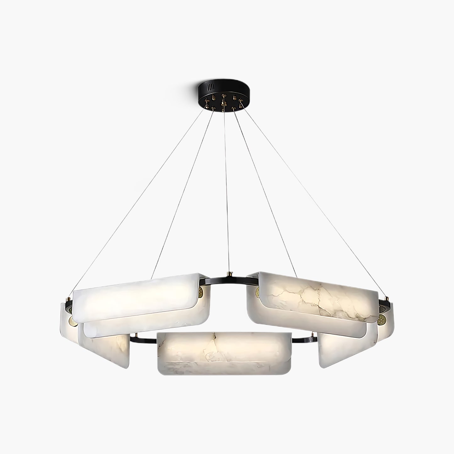 Delia Alabaster Minimalist Brass Chandelier