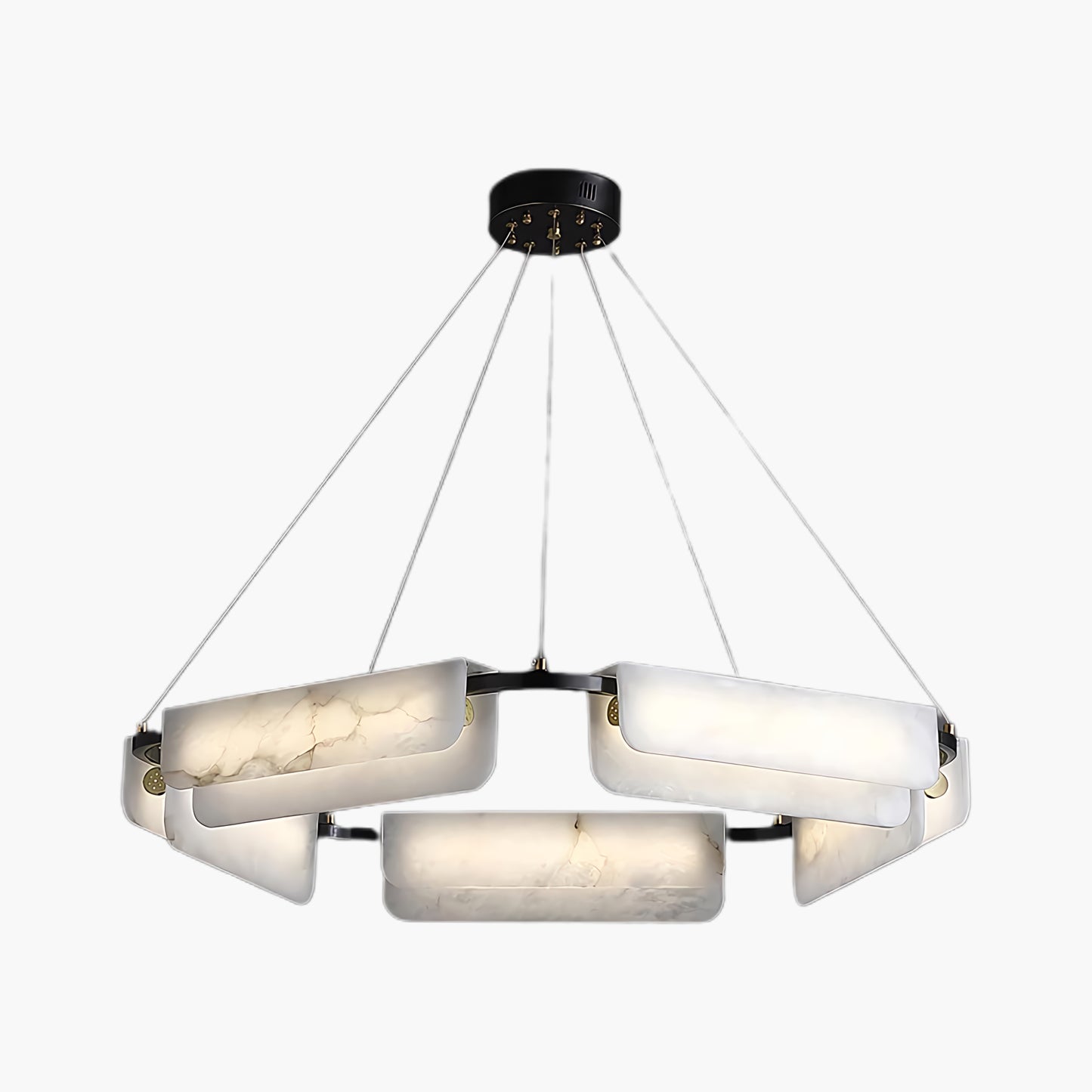 Delia Alabaster Minimalist Brass Chandelier