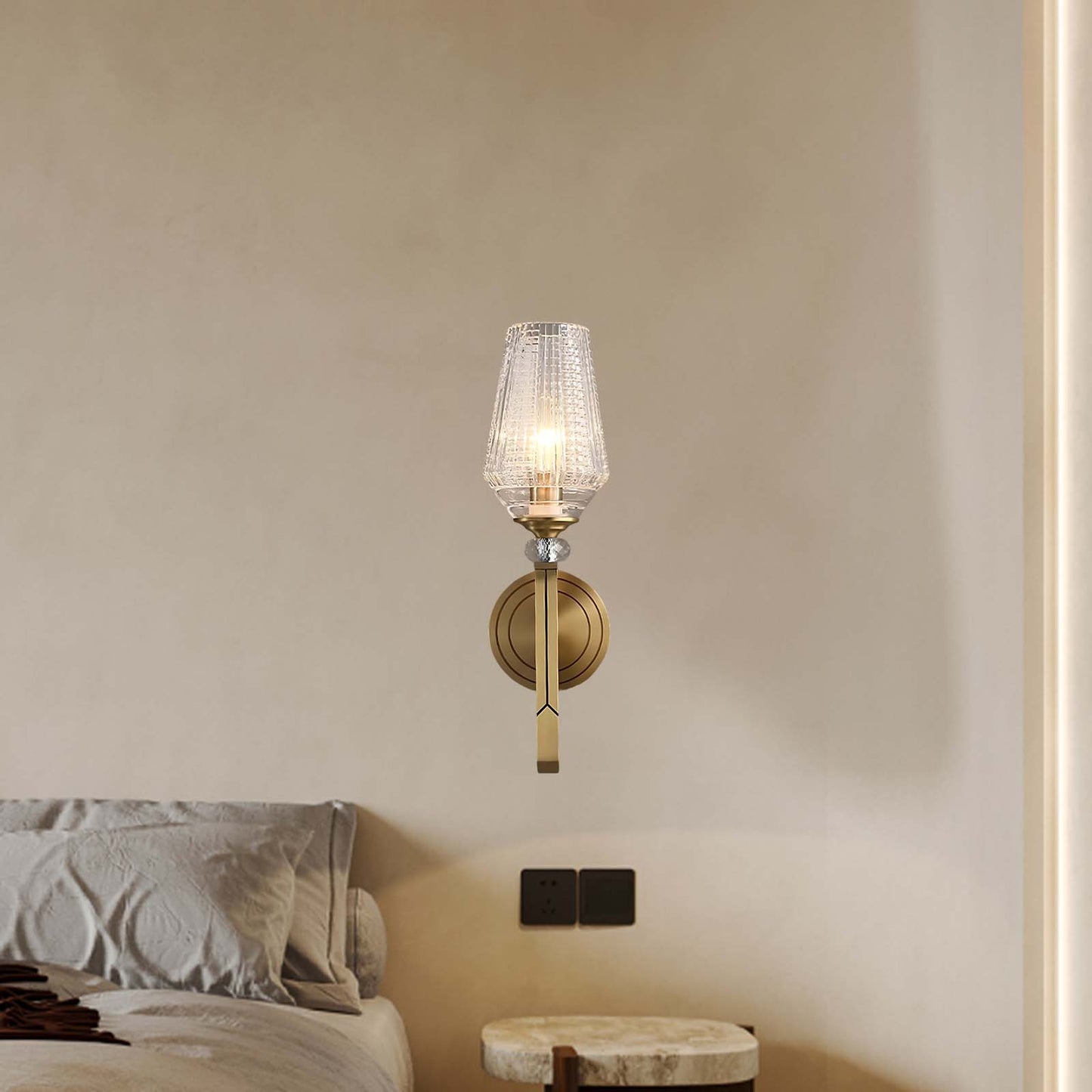 Devora Brass Luxury Crystal Wall Lamp