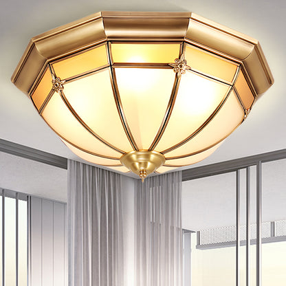 Dome Brass Flush Traditional Crystal Ceiling Lamp