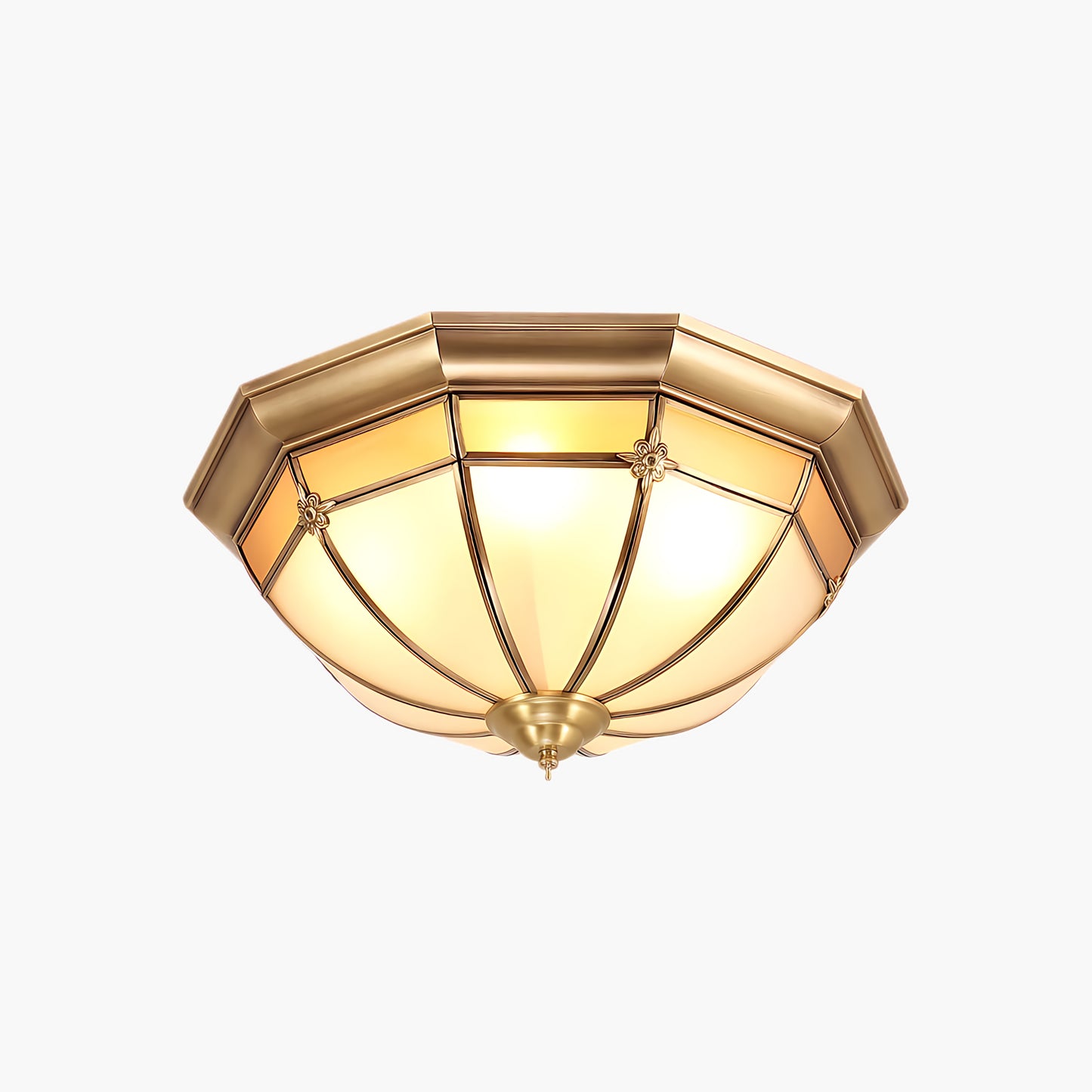 Dome Brass Flush Traditional Crystal Ceiling Lamp