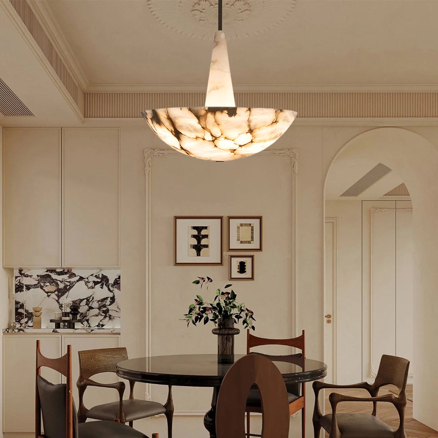 Domus Alabaster Classic Metal Chandelier