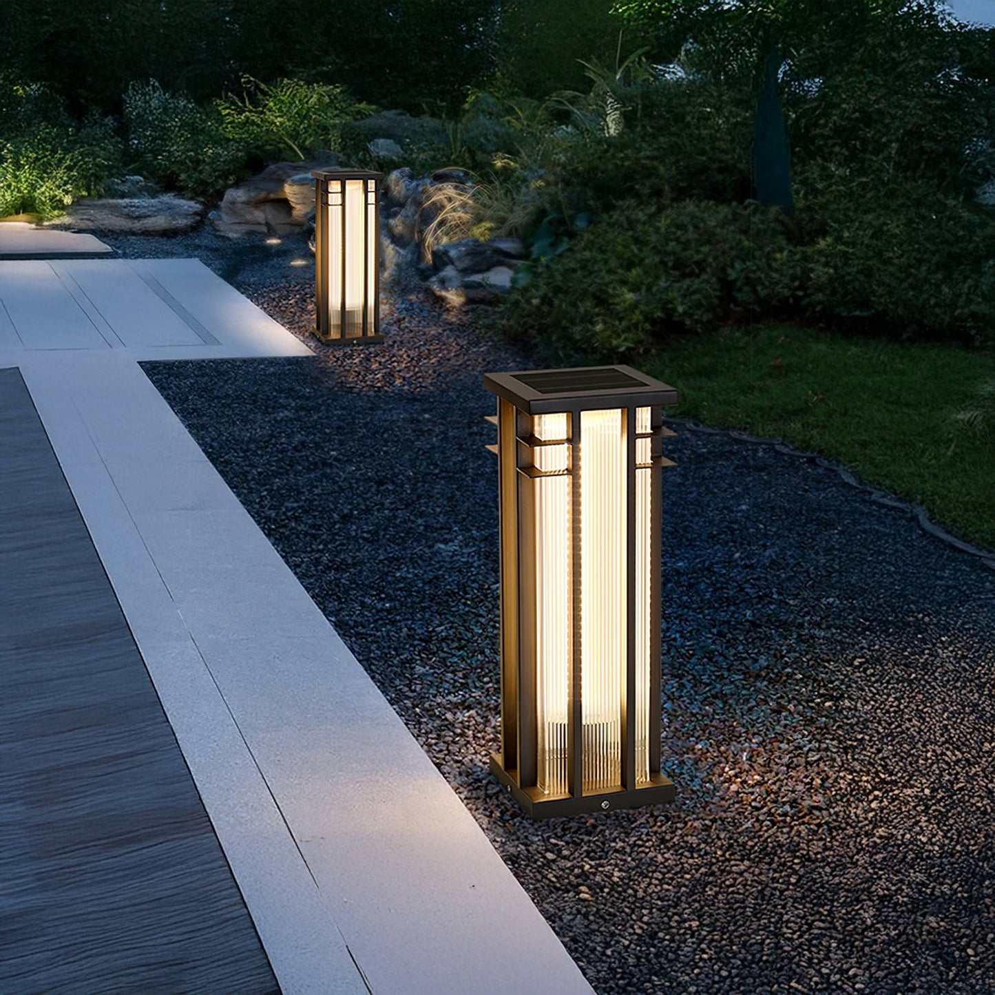 Double Axis Contemporary Metal Outdoor Post Lamp