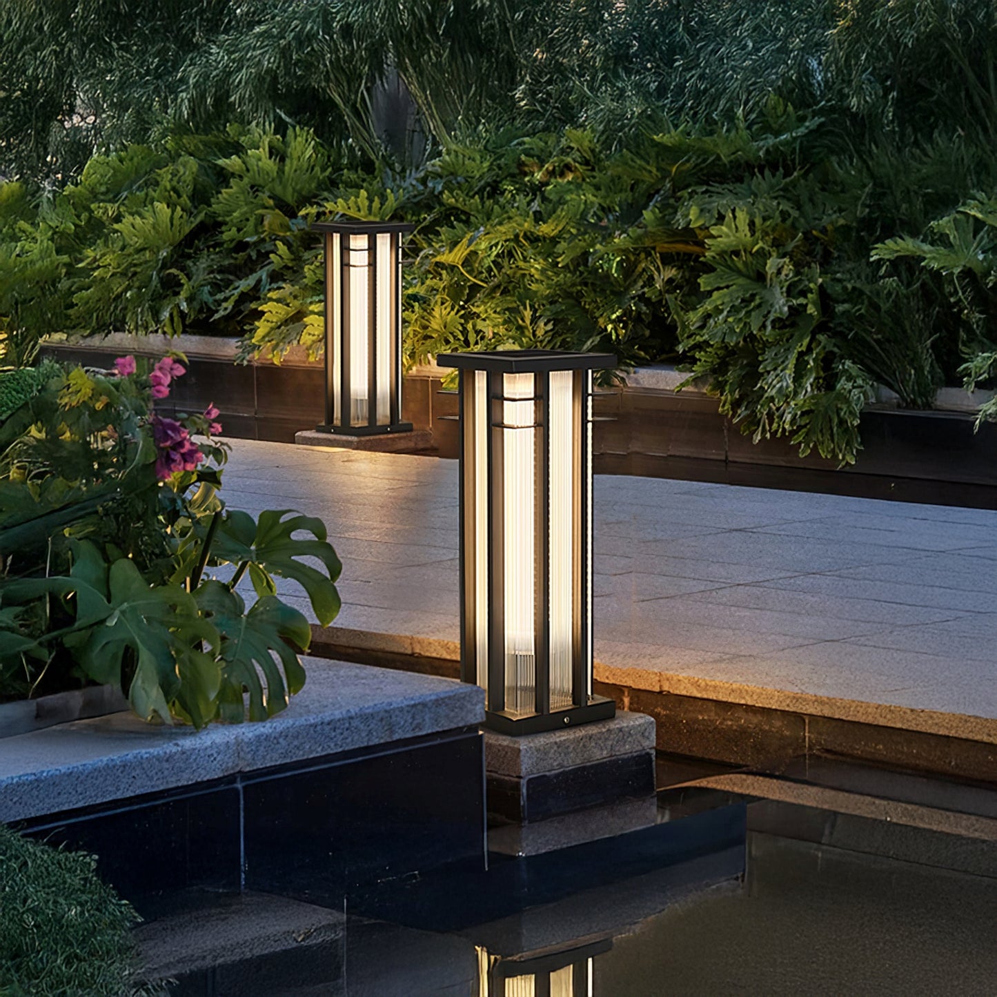 Double Axis Contemporary Metal Outdoor Post Lamp