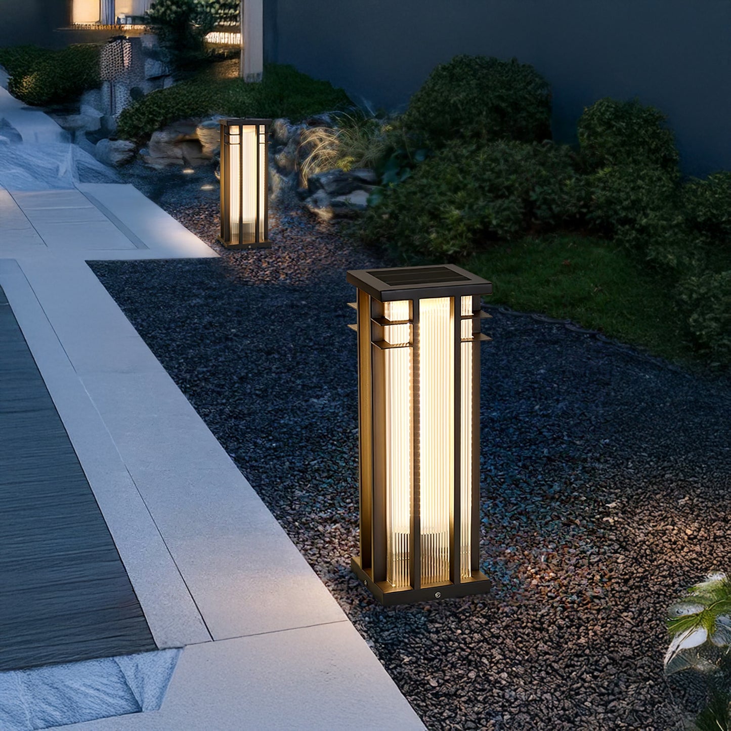 Double Axis Contemporary Metal Outdoor Post Lamp