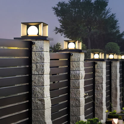 Eclipse Cube Eclectic Metal Outdoor Post Light