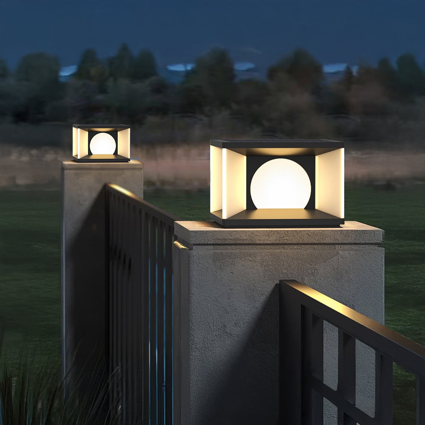 Eclipse Cube Eclectic Metal Outdoor Post Light