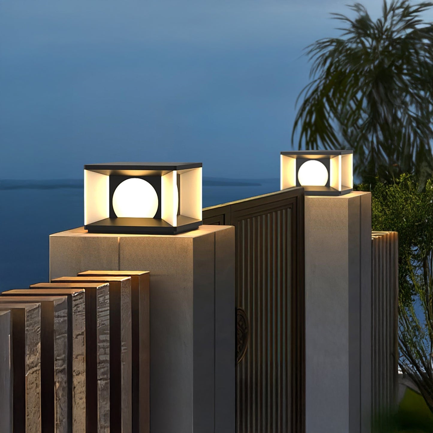 Eclipse Cube Eclectic Metal Outdoor Post Light