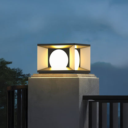 Eclipse Cube Eclectic Metal Outdoor Post Light