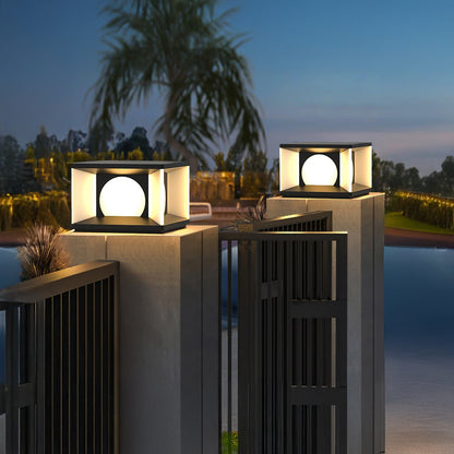 Eclipse Cube Eclectic Metal Outdoor Post Light