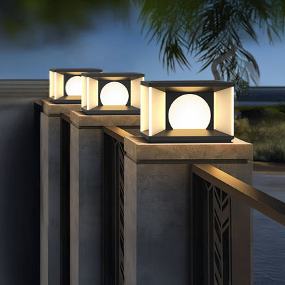 Eclipse Cube Eclectic Metal Outdoor Post Light