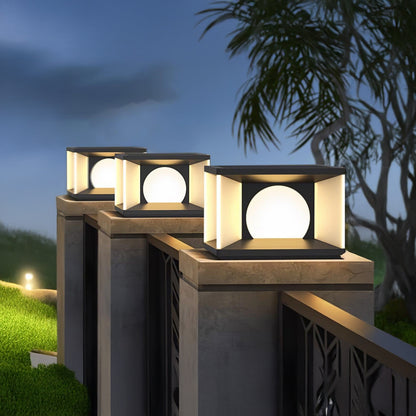 Eclipse Cube Eclectic Metal Outdoor Post Light