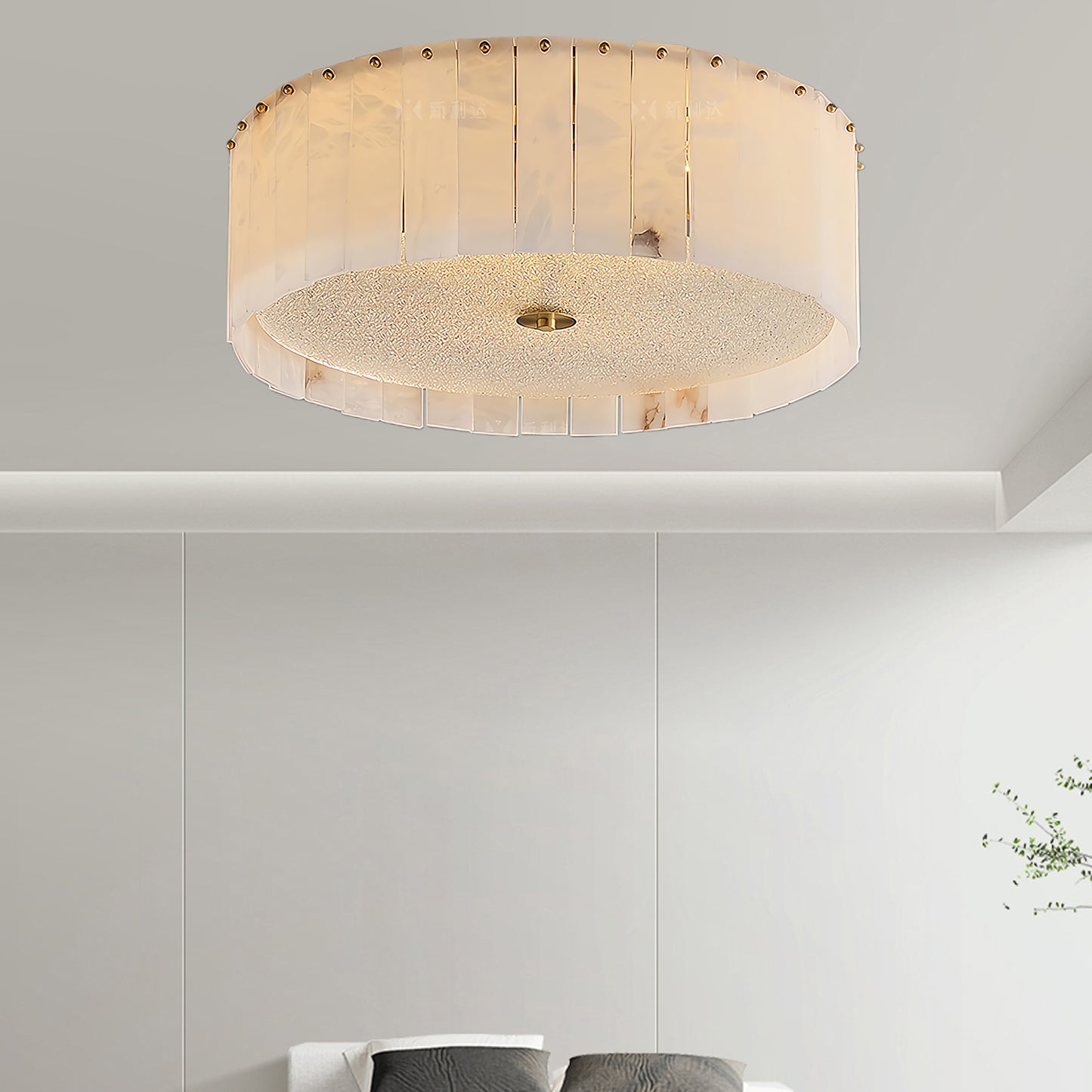 Elysian Alabaster Modern Crystal Ceiling Lamp