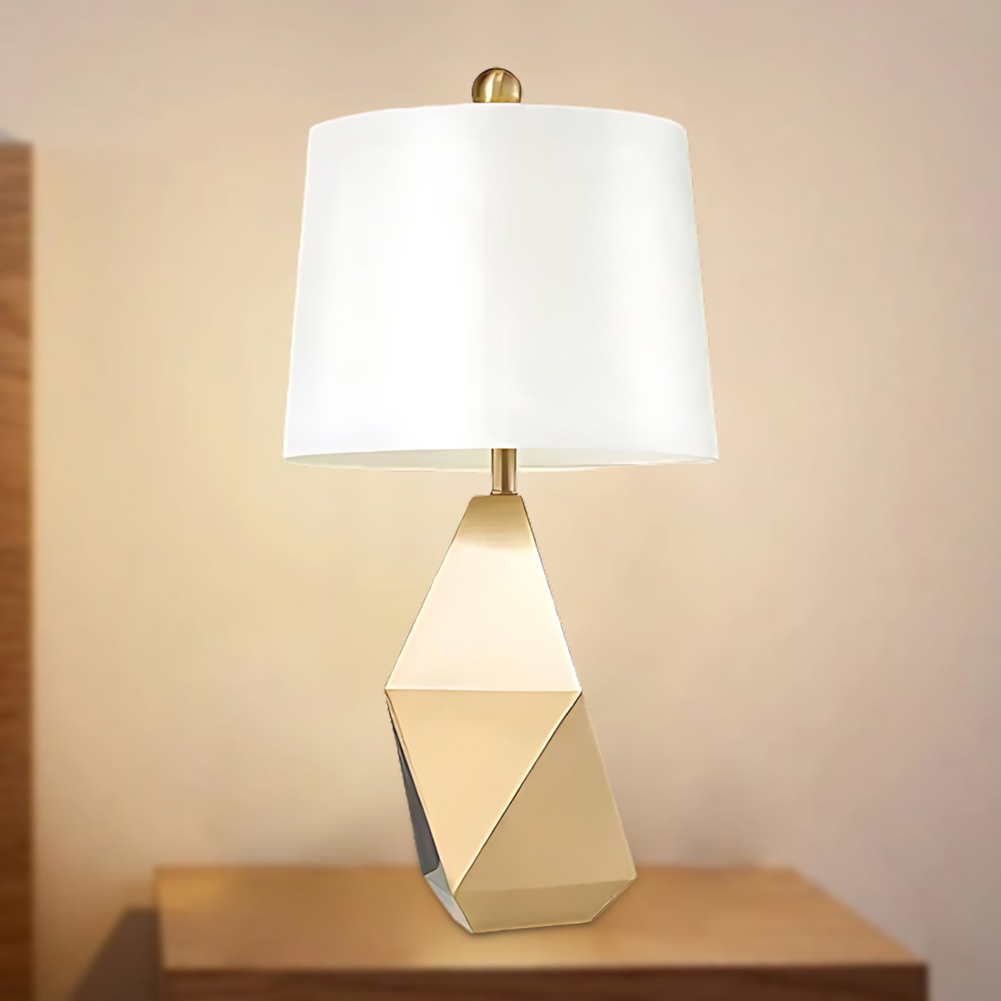 Faceted Eclectic Metal Table Light