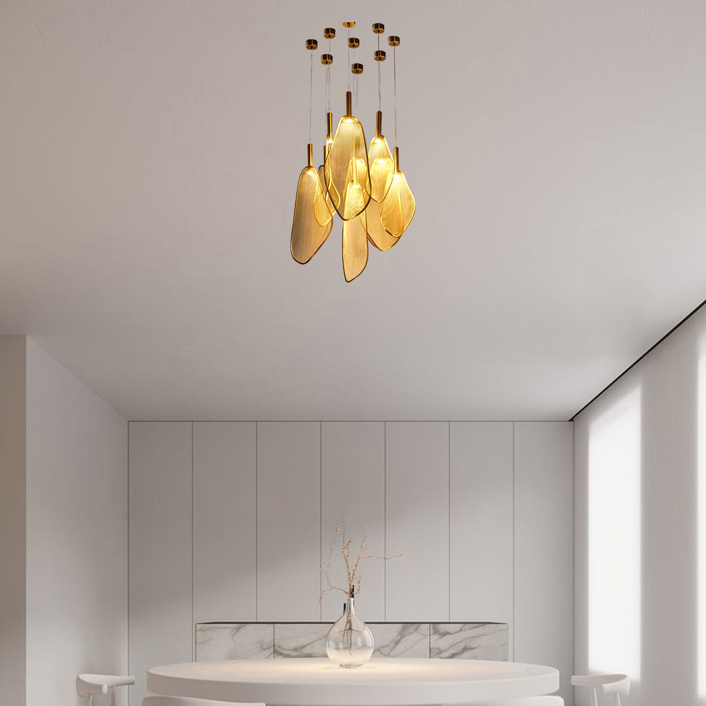 Fan Shape Eclectic Metal Pendant Light