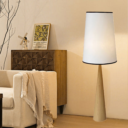 Faux Wood Conical Rustic Metal Floor Lamp