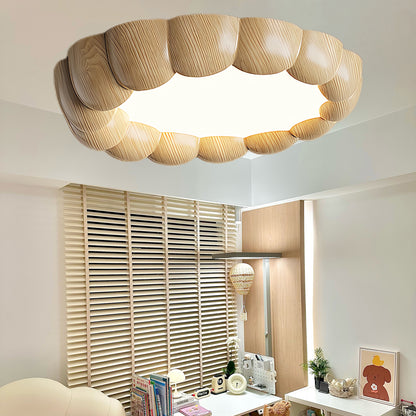 Faux Wood Ripple Modern Metal Ceiling Lamp