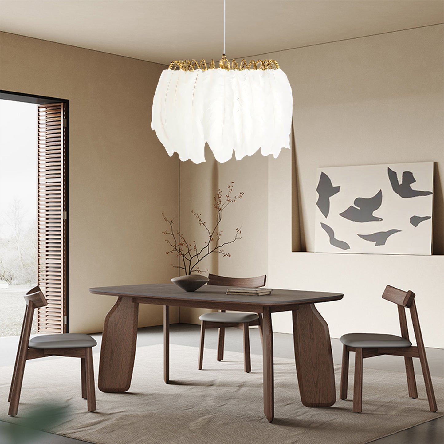 Feather Contemporary Metal Pendant Lamp