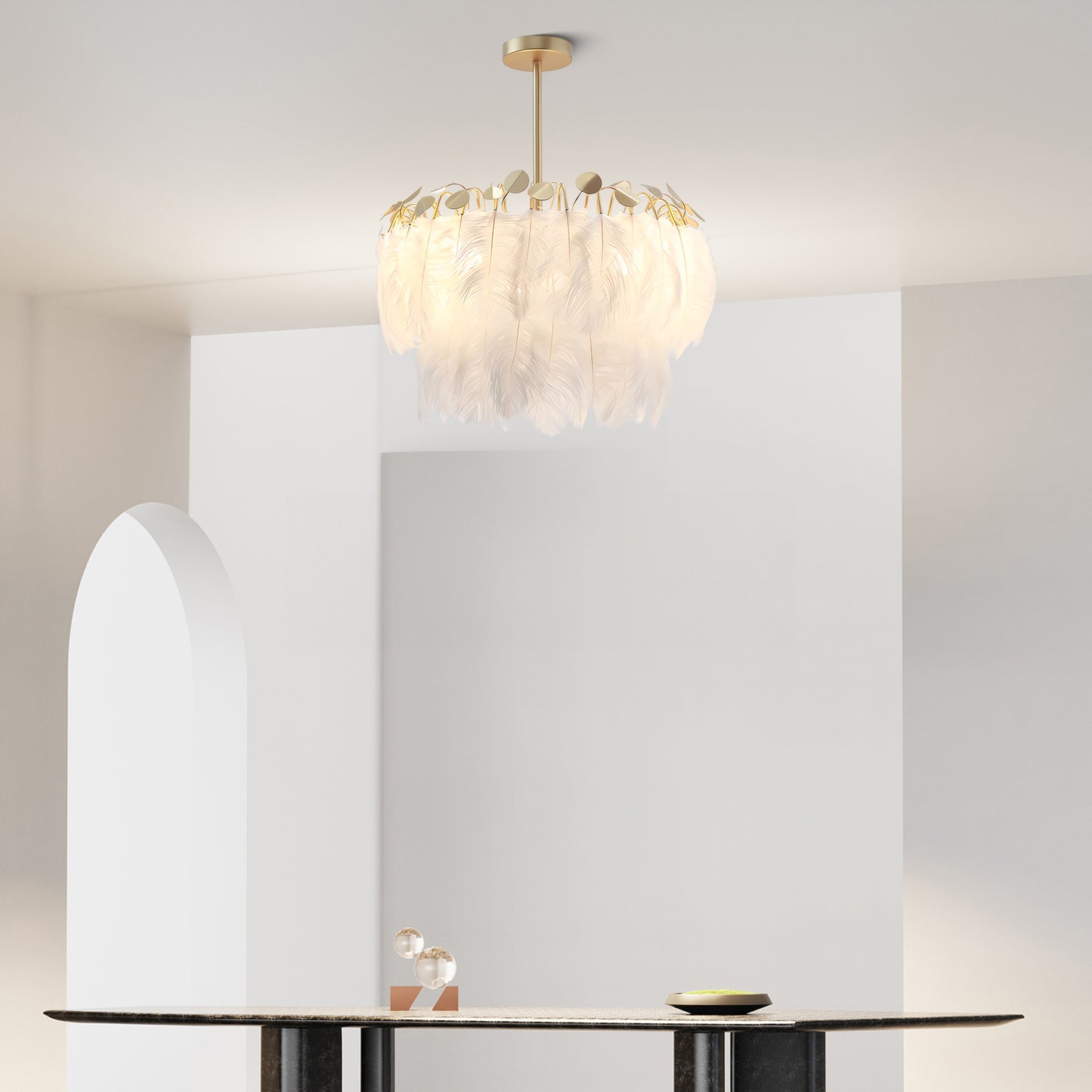 Feather Contemporary Metal Pendant Lamp