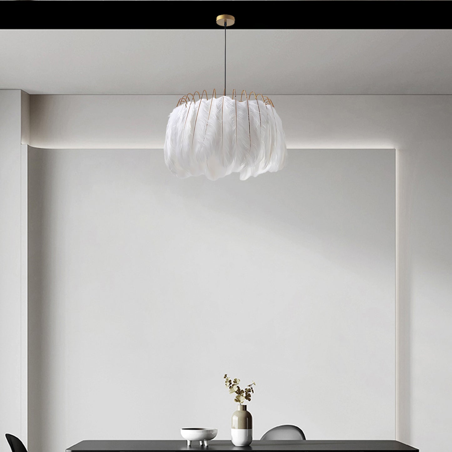 Feather Contemporary Metal Pendant Lamp