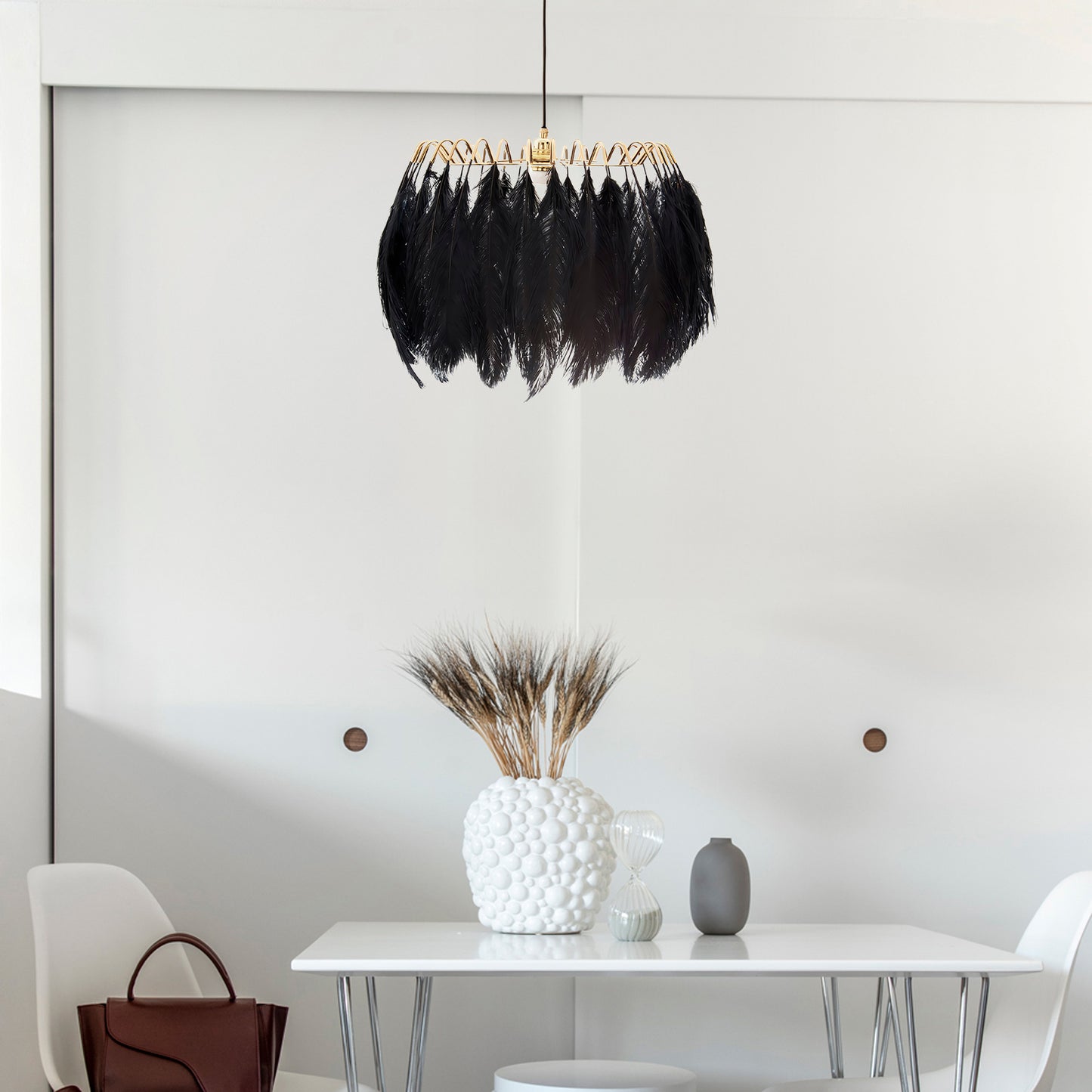 Feather Contemporary Metal Pendant Lamp