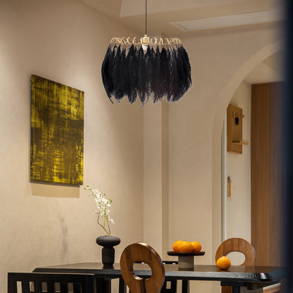 Feather Contemporary Metal Pendant Lamp