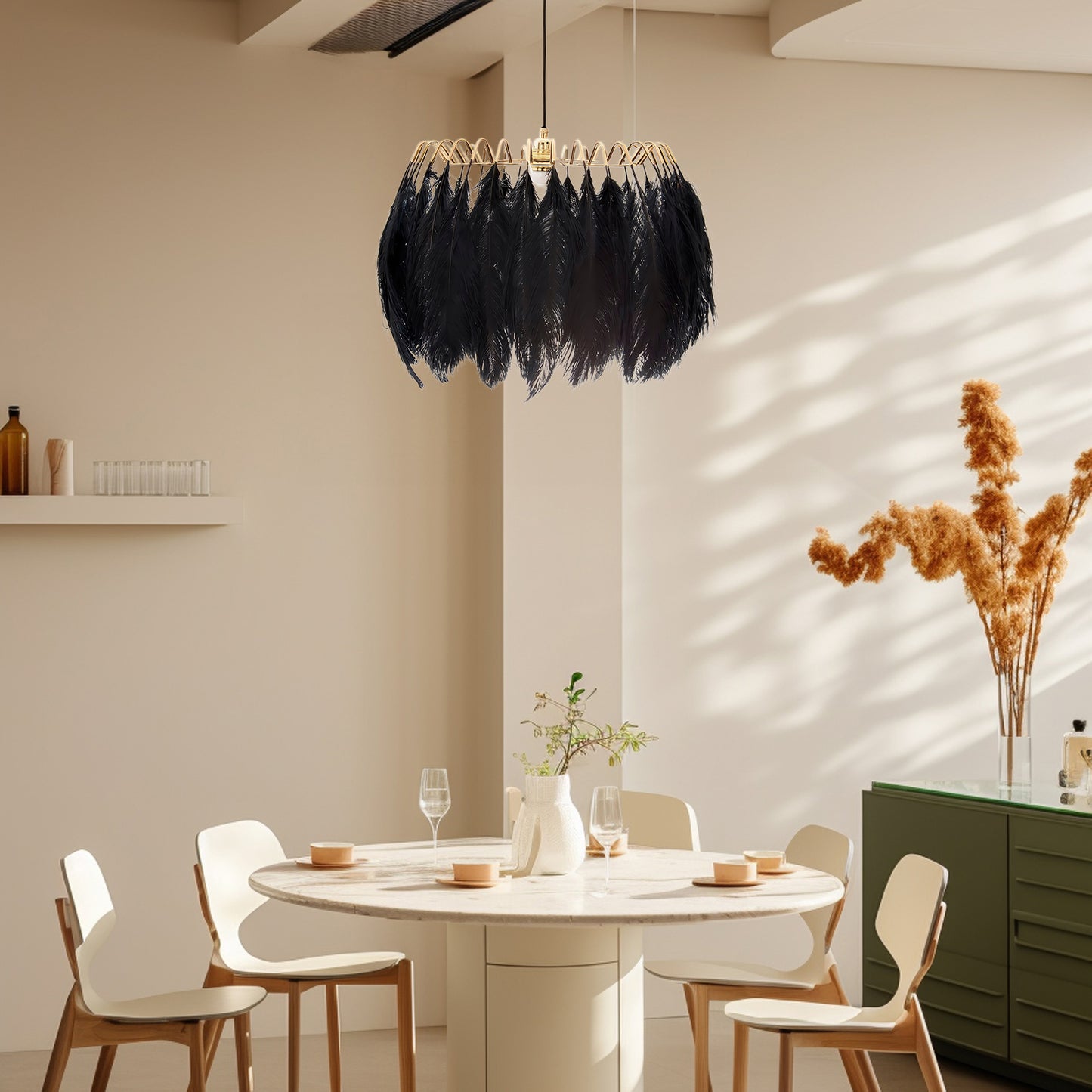 Feather Contemporary Metal Pendant Lamp