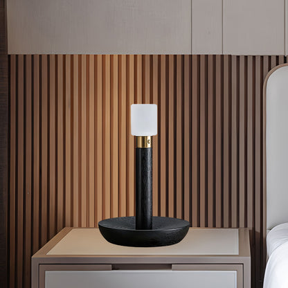 Fire Stick Built-in Battery Luxury Wood Table Lamp