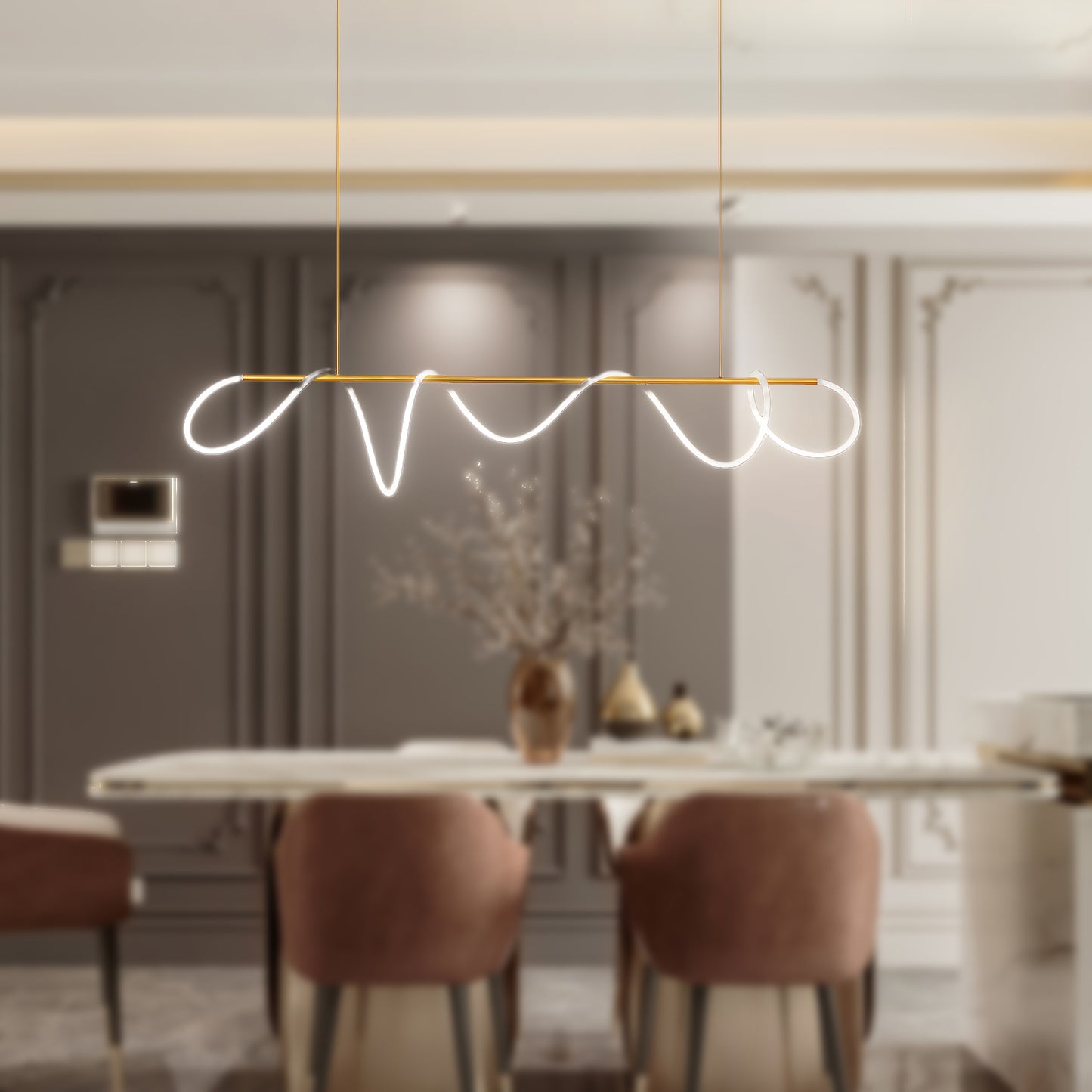 Flexible Linear Curve Traditional Metal Chandelier