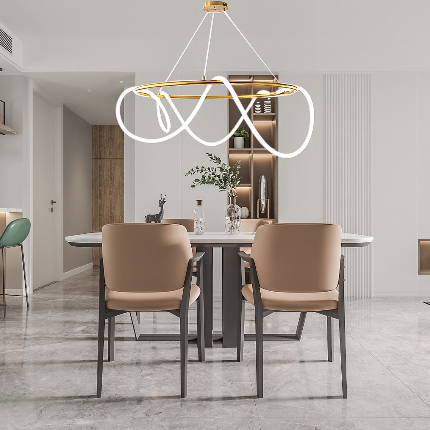 Flexible Linear Curve Traditional Metal Chandelier