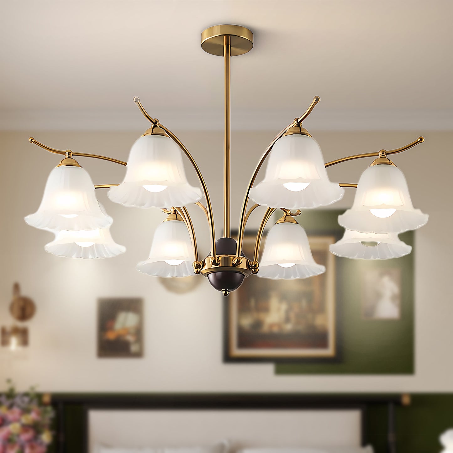 Flora Brass Contemporary Crystal Chandelier