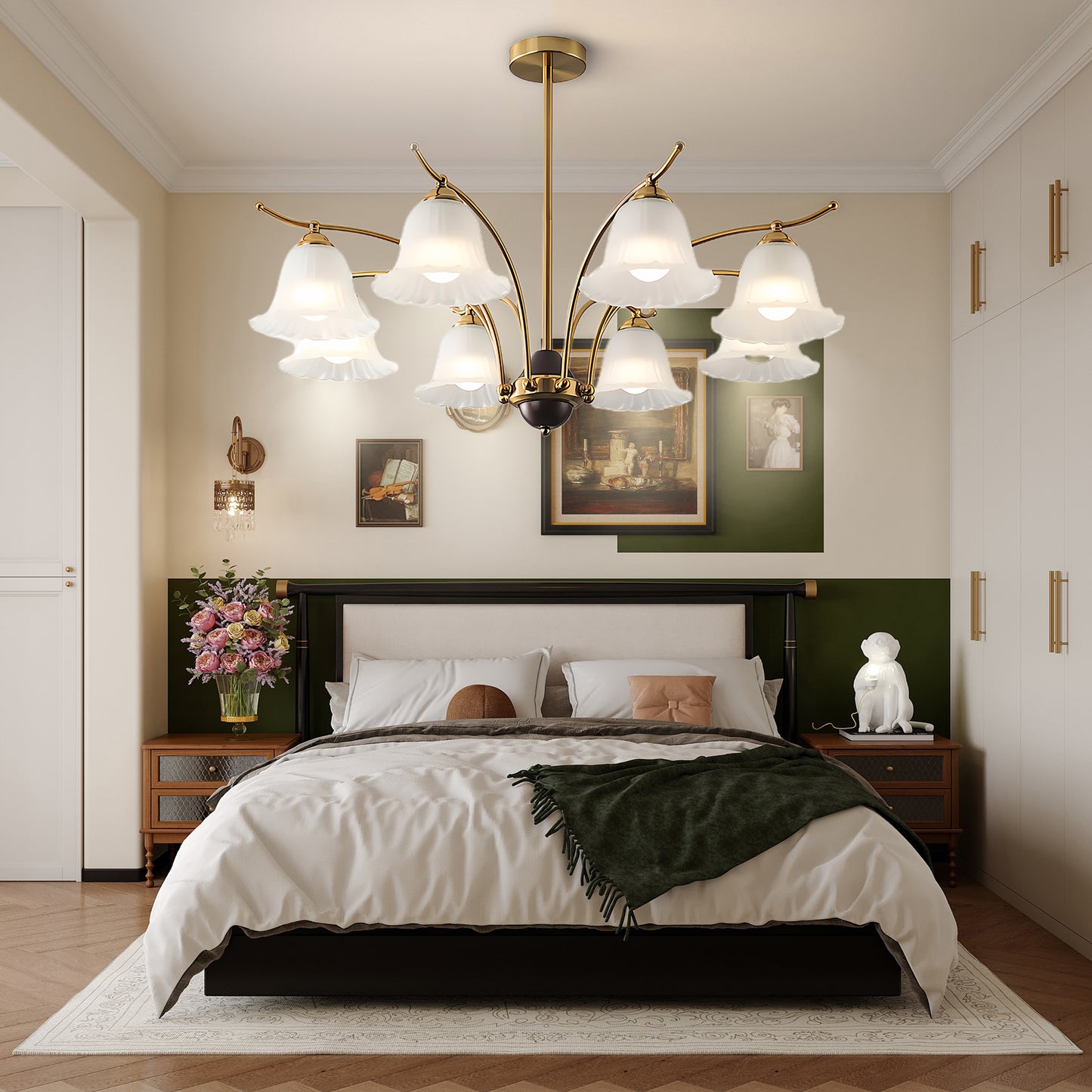 Flora Brass Contemporary Crystal Chandelier