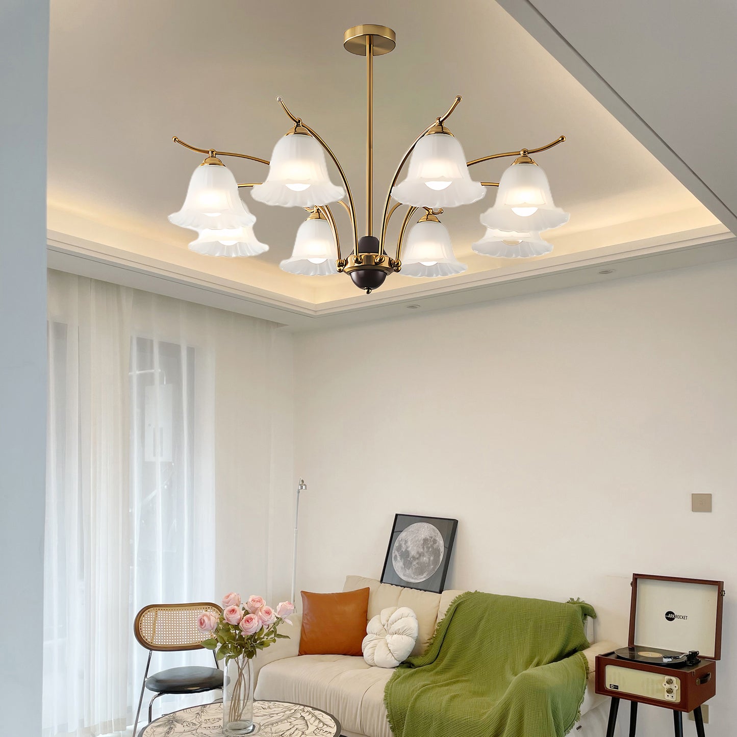 Flora Brass Contemporary Crystal Chandelier