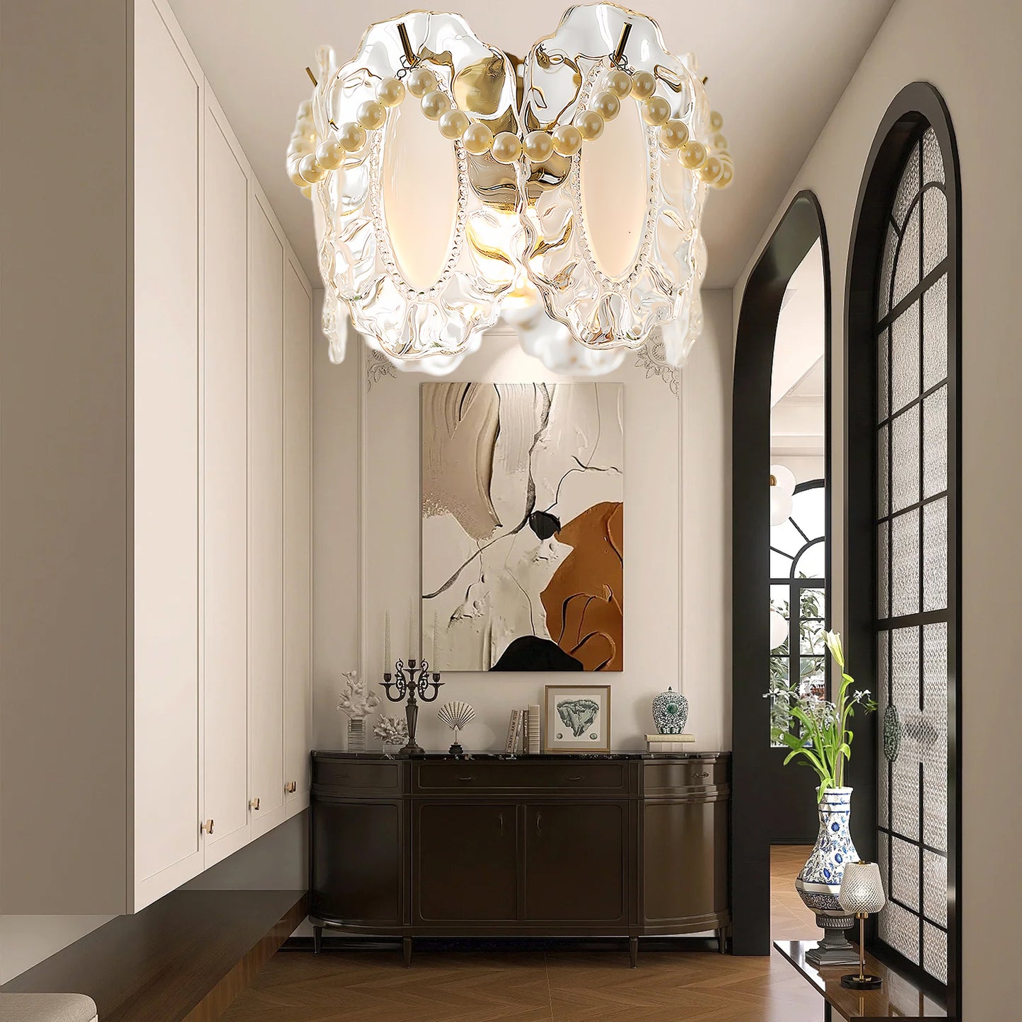 Floral Contemporary Crystal Pendant Lamp