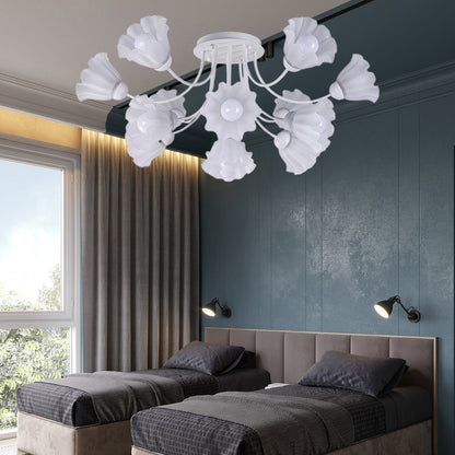 Floral Sculpted Eclectic Crystal Ceiling Lamp