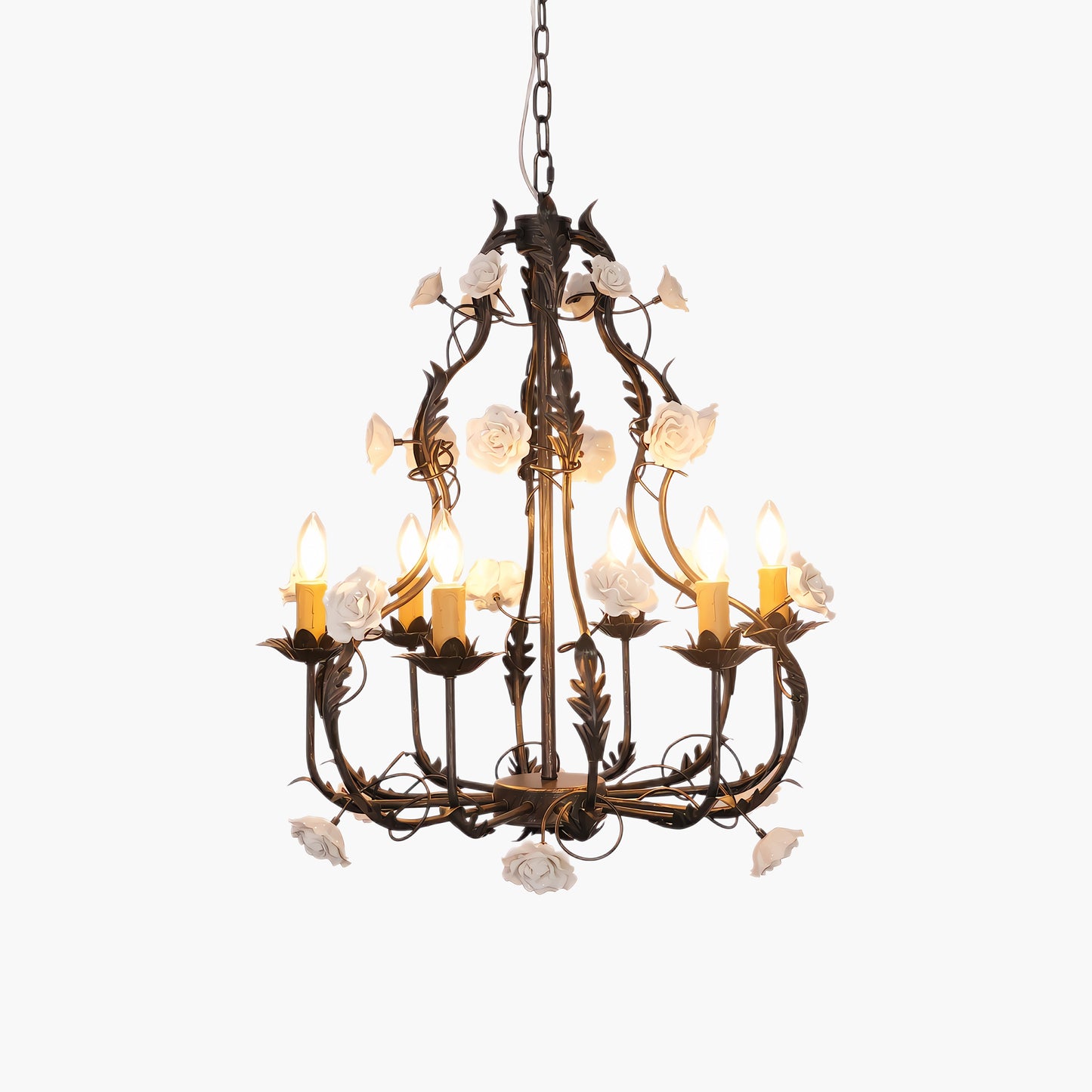 Florentine Rose Garden Vintage Metal Chandelier