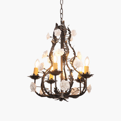 Florentine Rose Garden Vintage Metal Chandelier