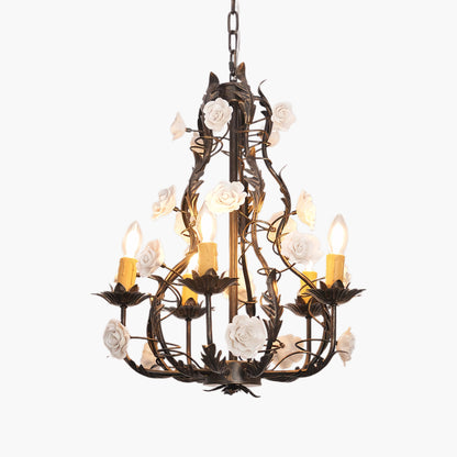 Florentine Rose Garden Vintage Metal Chandelier