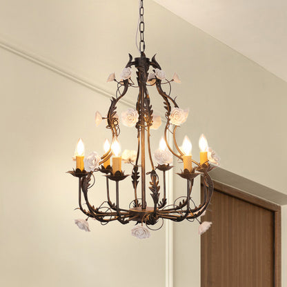 Florentine Rose Garden Vintage Metal Chandelier