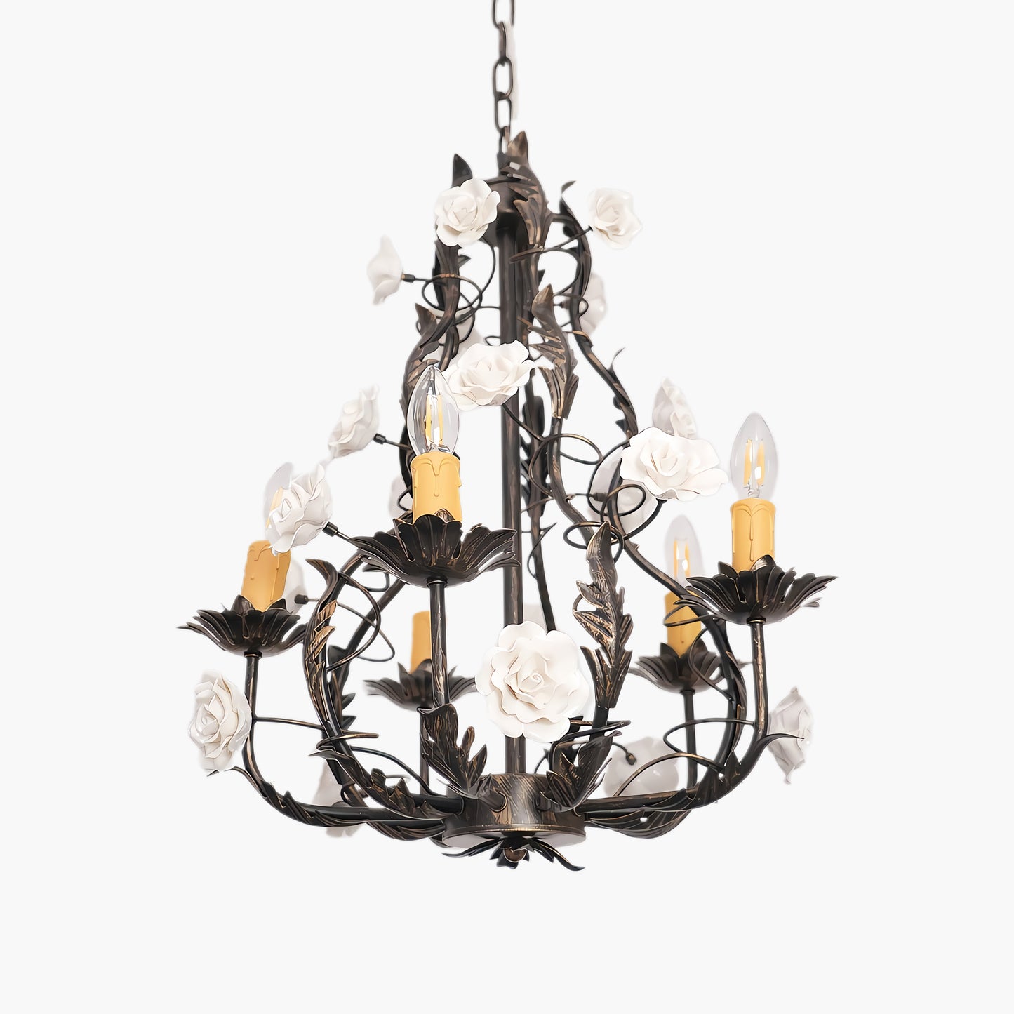 Florentine Rose Garden Vintage Metal Chandelier