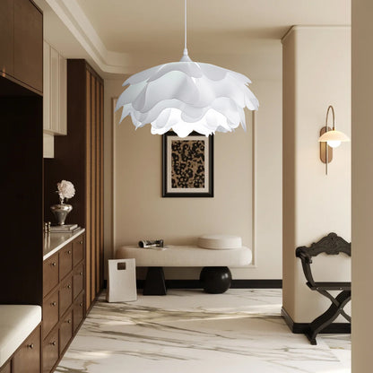 Flower Shaped White Eclectic Metal Pendant Lamp