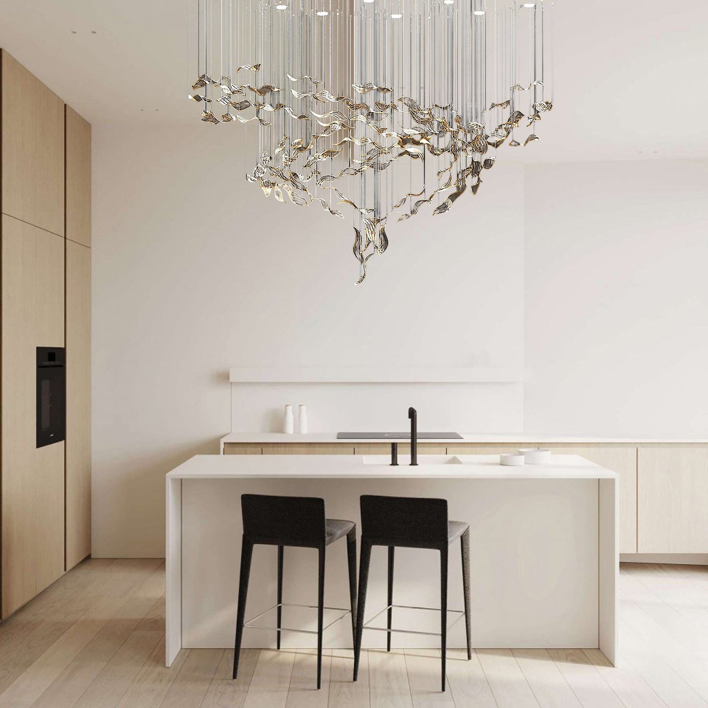 Fluttering Leaves Eclectic Crystal Chandelier