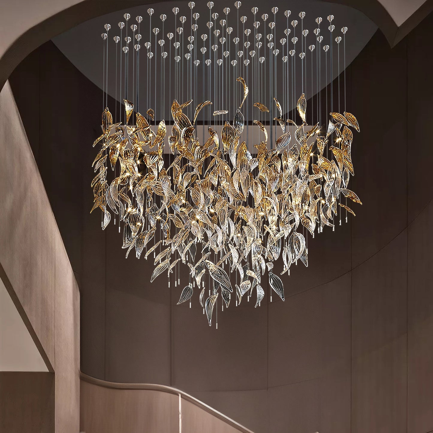 Fluttering Leaves Eclectic Crystal Chandelier